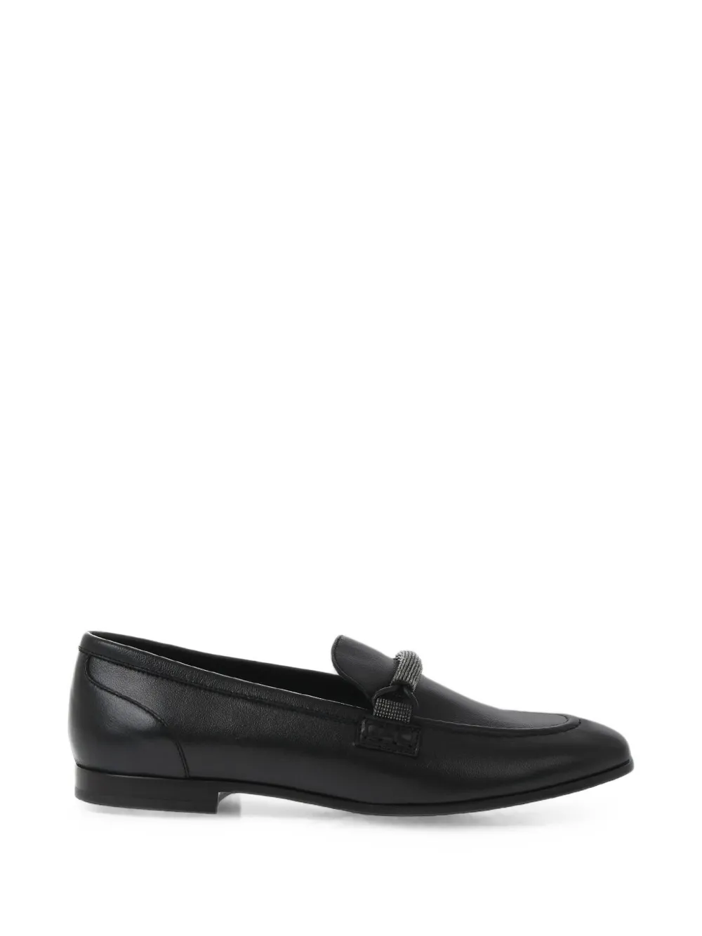 Brunello Cucinelli rhinestone-embellished leather loafers Zwart