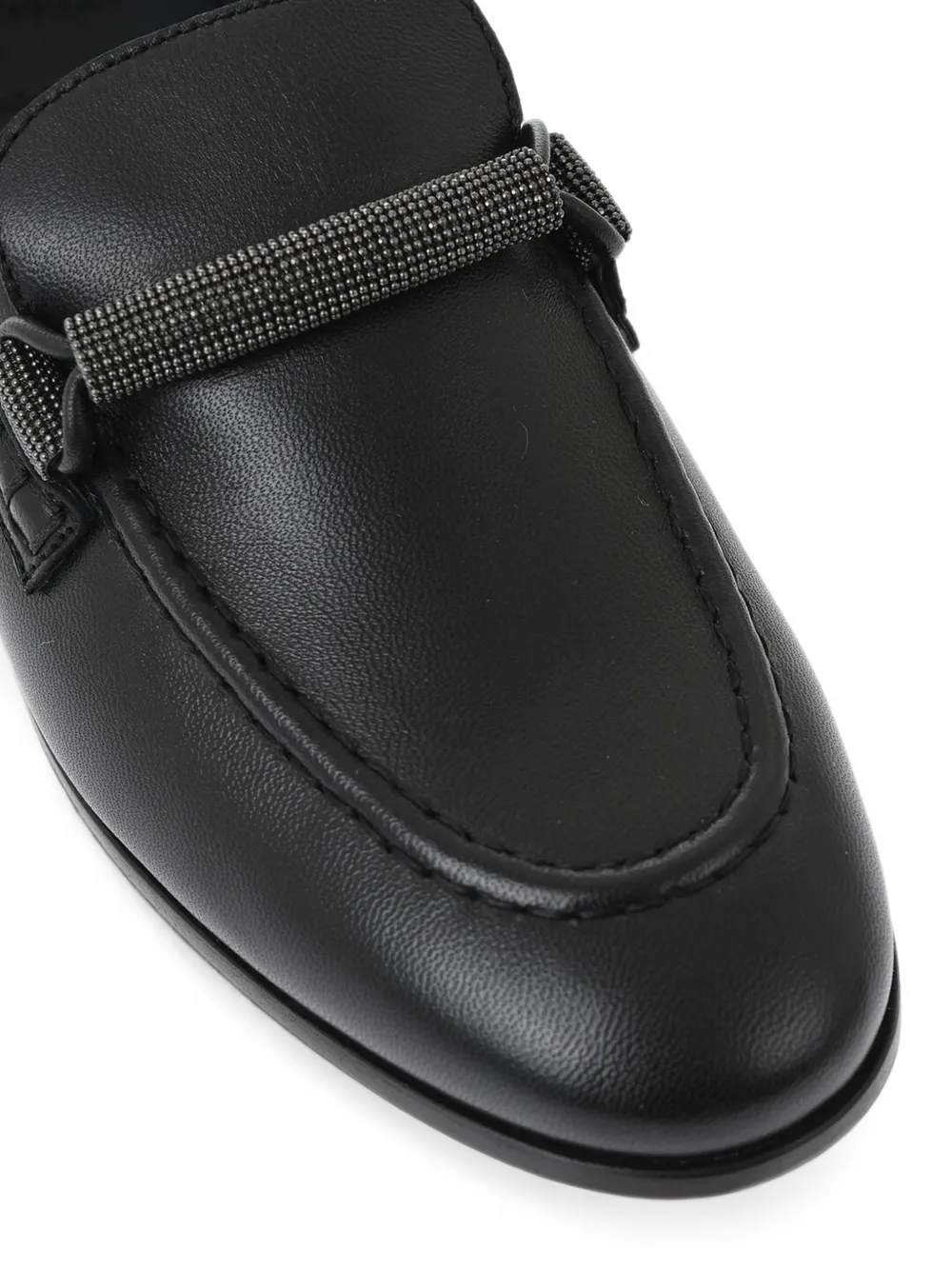Brunello Cucinelli rhinestone-embellished leather loafers Zwart