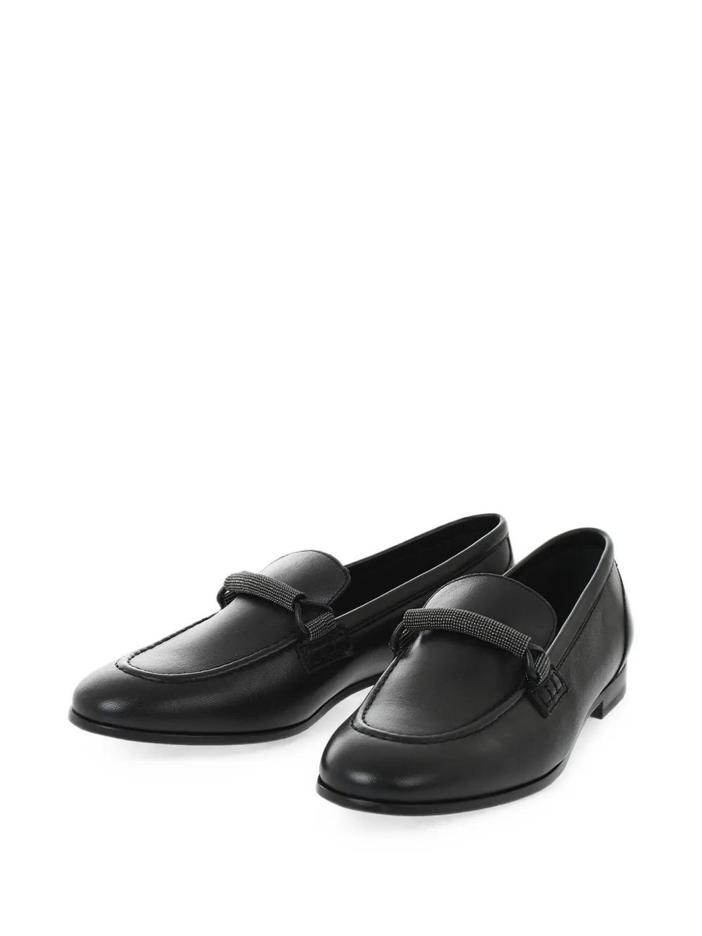 Brunello Cucinelli rhinestone-embellished leather loafers Zwart