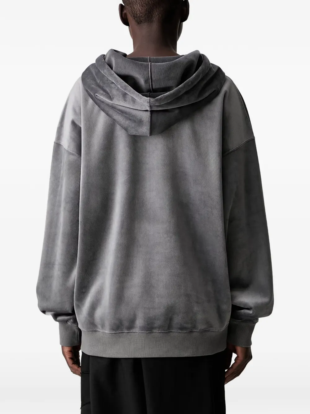 Y-3 Fluwelen hoodie met logoprint Grijs