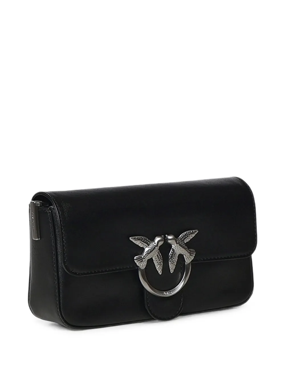PINKO Love Birds leren schoudertas Zwart