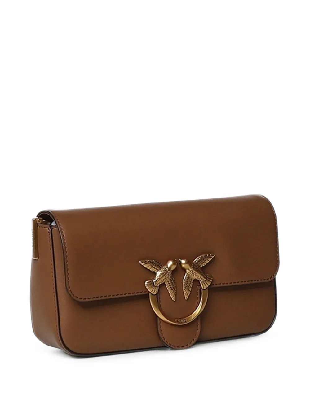 PINKO Love Birds leren schoudertas Bruin