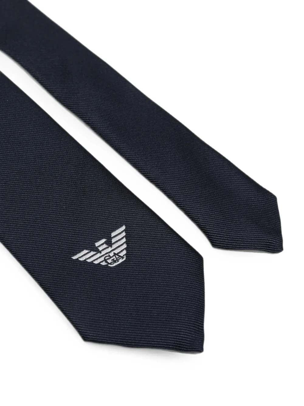 Emporio Armani Kids Twill stropdas met geborduurd logo Blauw