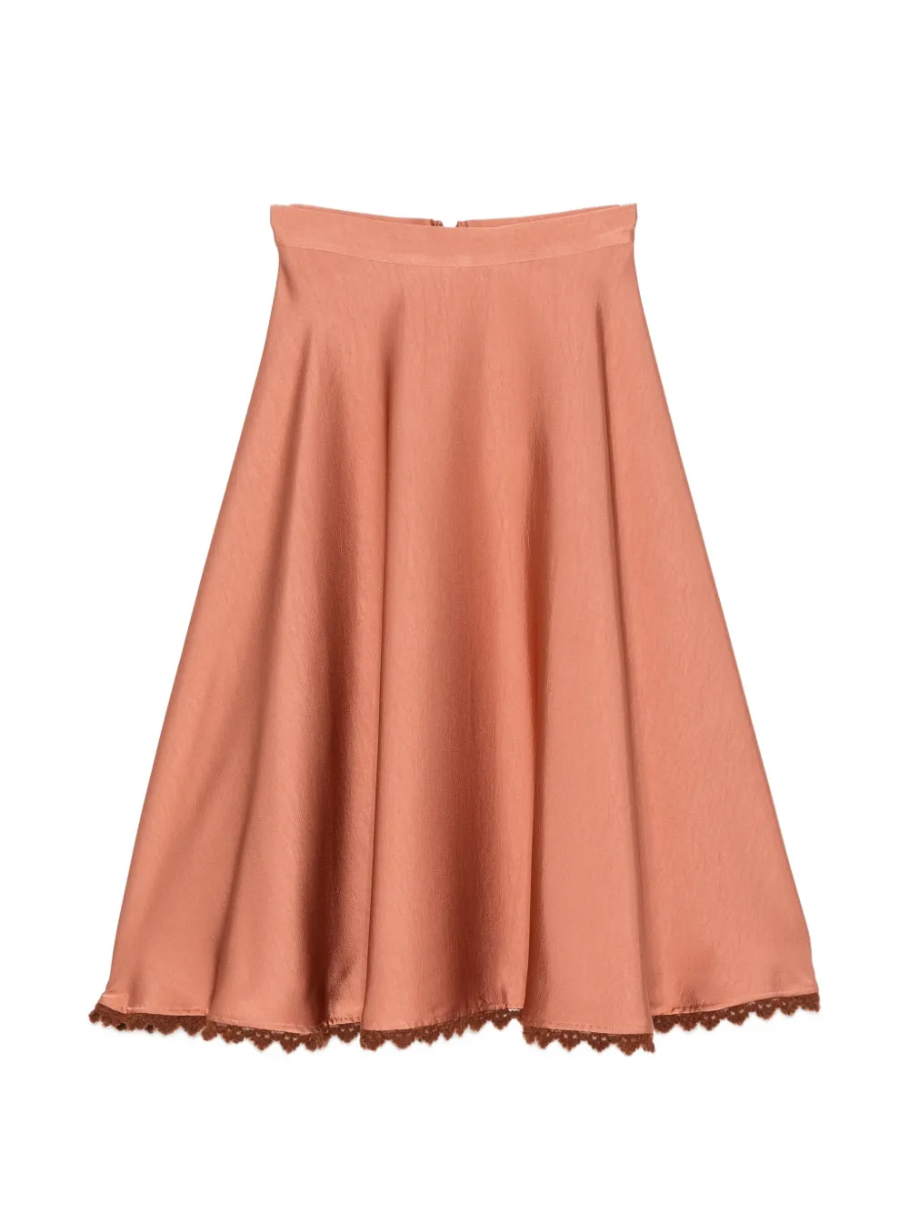 I BLUES lace-trim satin-finish midi skirt - Braun