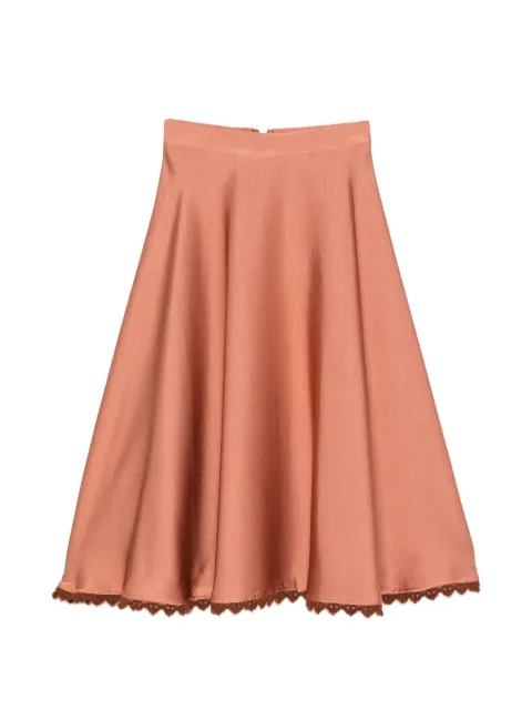 I BLUES lace-trim satin-finish midi skirt