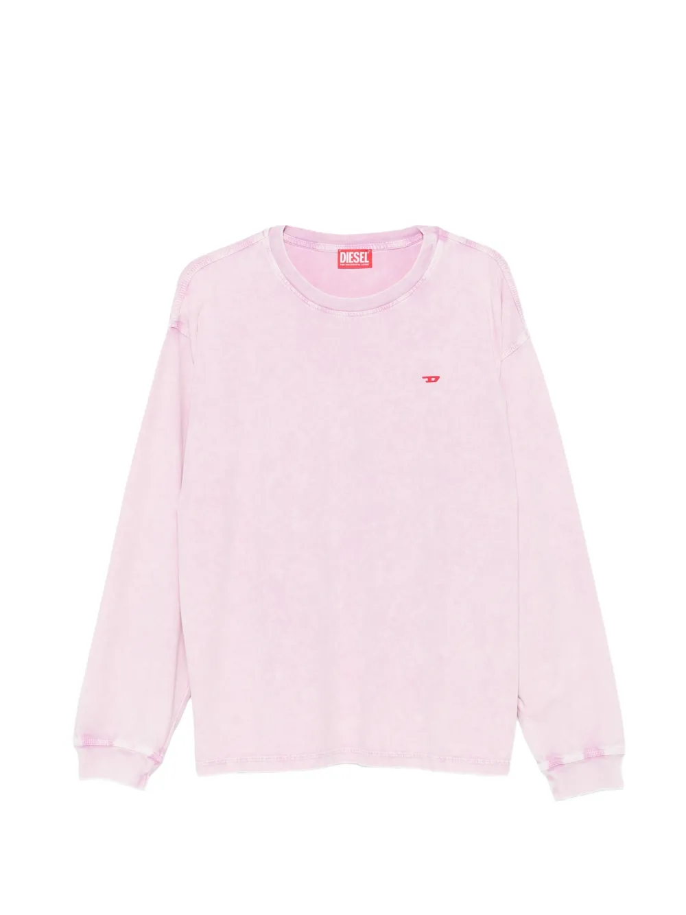 Diesel logo-embroidered acid-wash T-shirt - Rosa