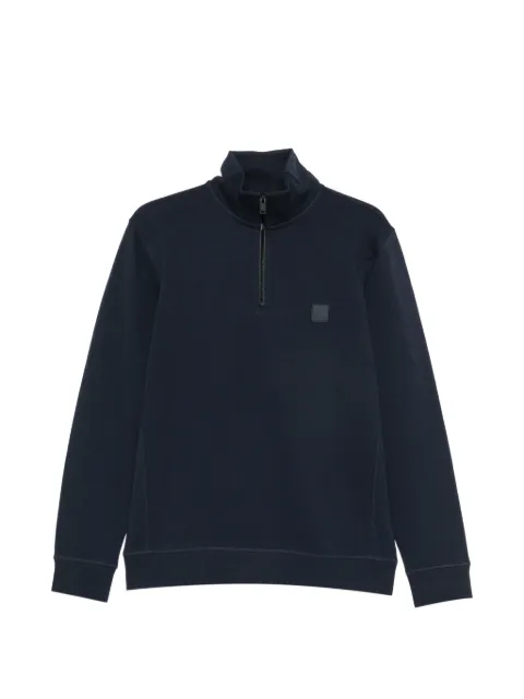 BOSS quarter-zip logo-patch sweater
