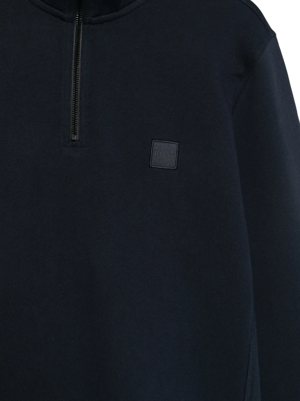 BOSS quarter-zip logo-patch sweater Blauw