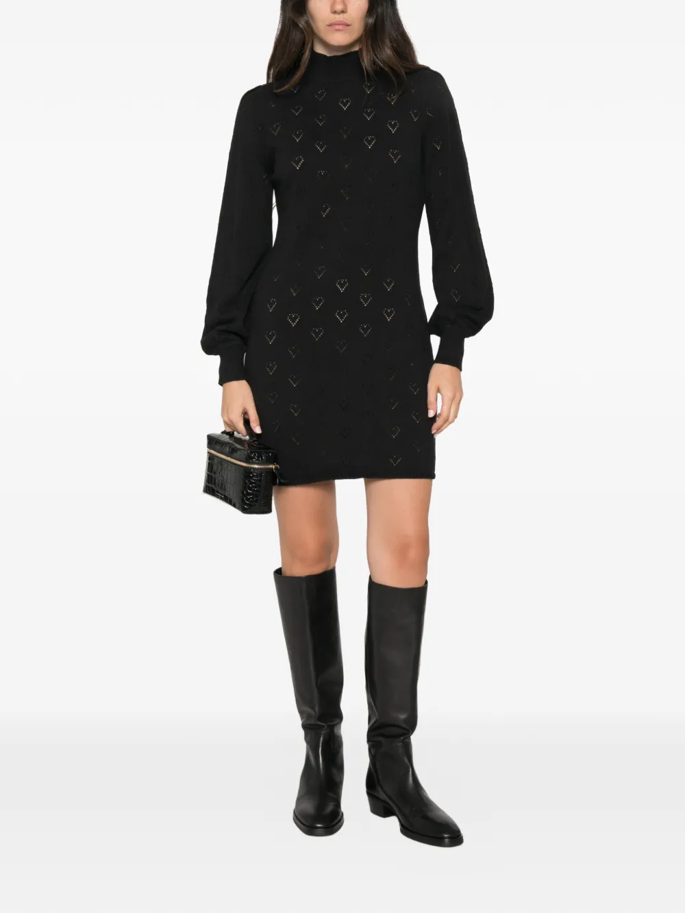 TWINSET Mini-jurk met geperforeerde hartdetails Zwart