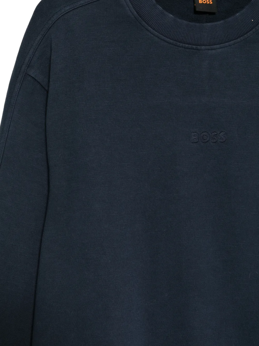 BOSS logo-embroidered crew-neck sweater Blauw