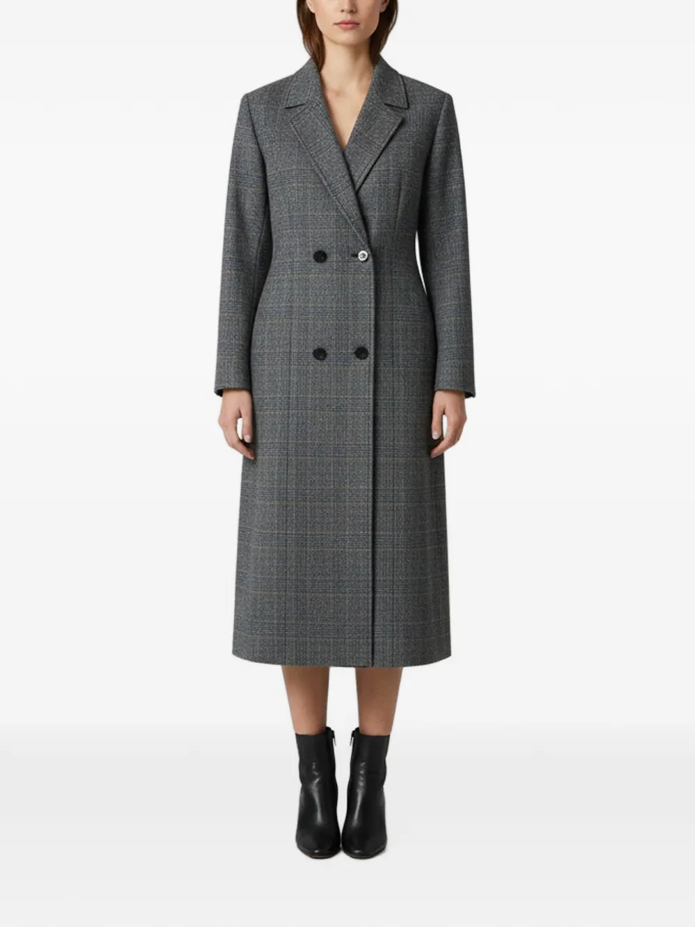 Lanvin Pre-Owned check-pattern double-breasted coat - Grigio