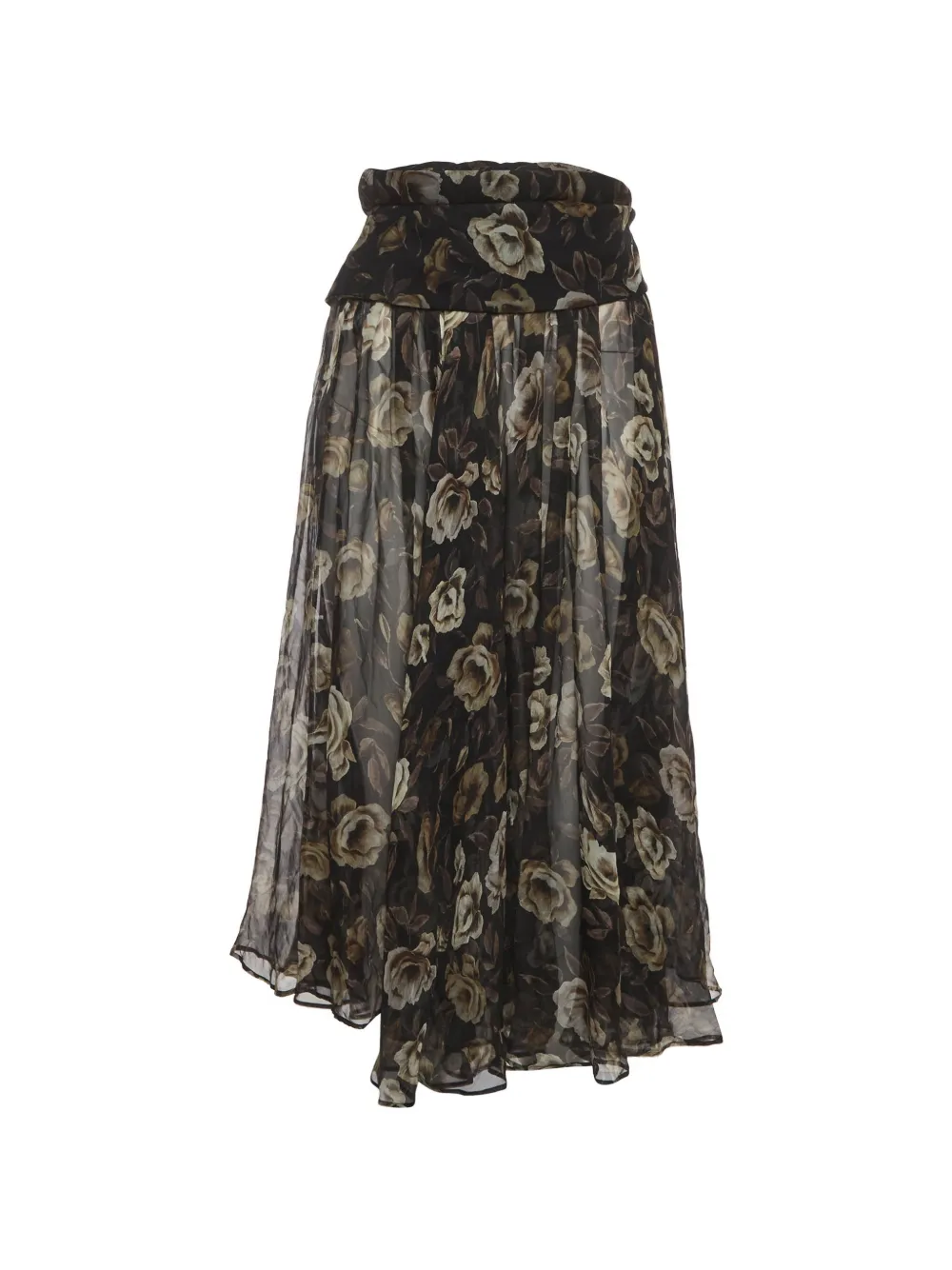 Magda Butrym floral-print silk midi skirt - Nero