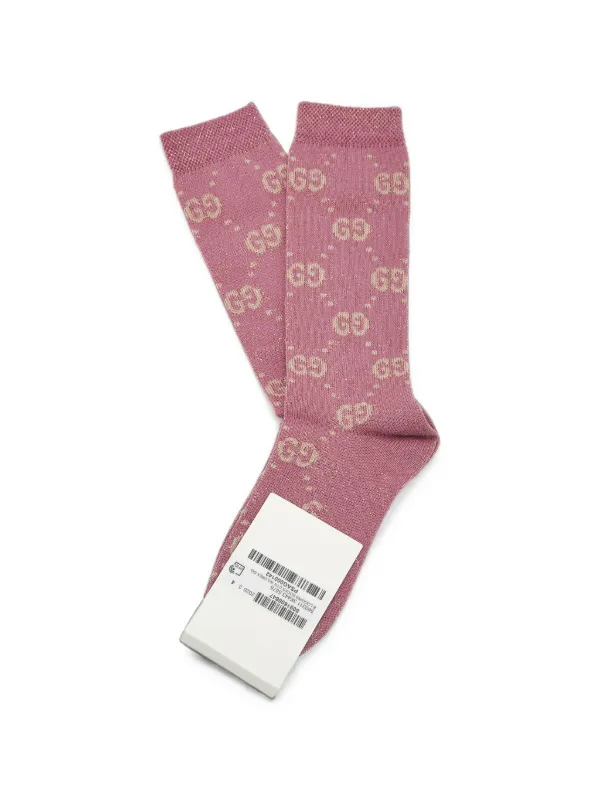 Gucci Pre-Owned GG Lamé Socks | Pink | FARFETCH