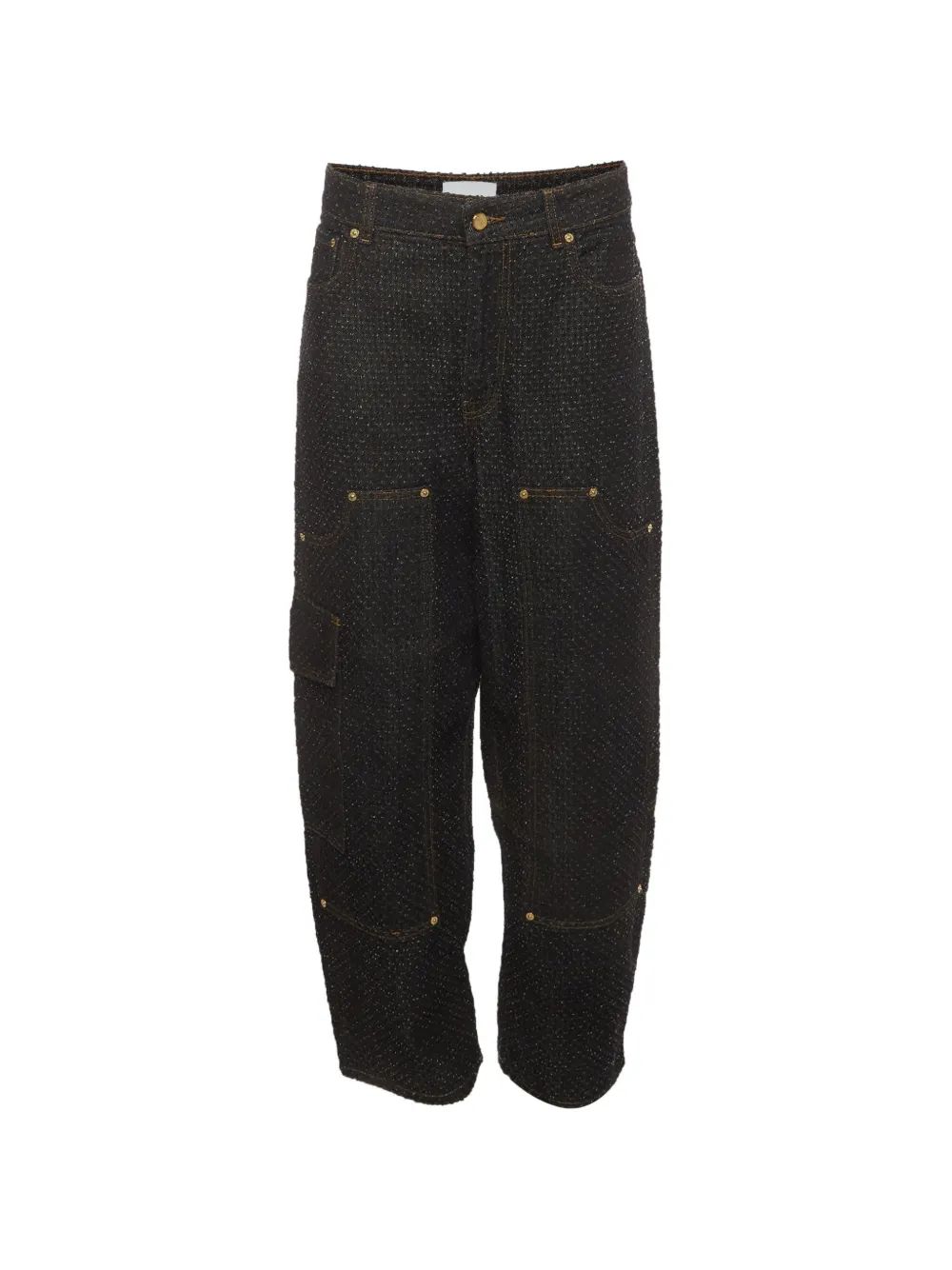 GANNI textured wide-leg jeans - Nero