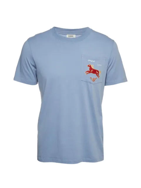 SANDRO horse-embroidered pocket T-shirt