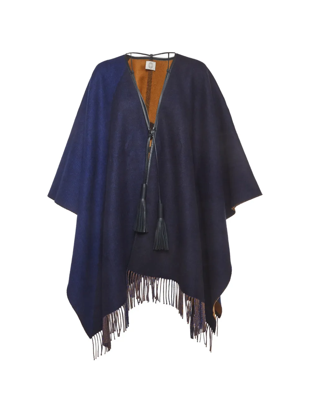 Hermès Pre-Owned tassel-trim fringe poncho - Blau
