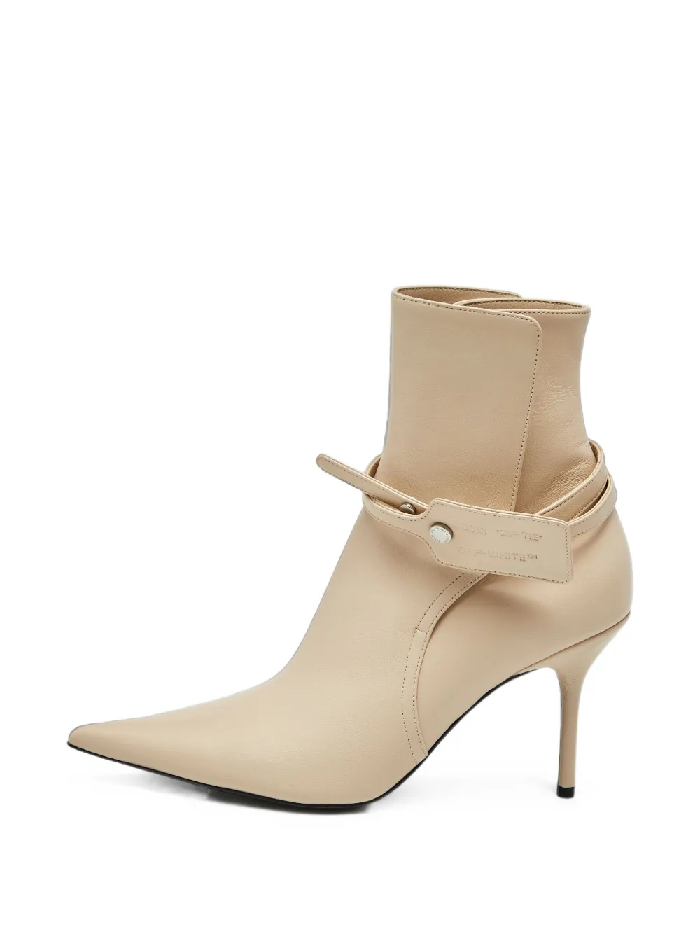 Off-White Pre-Owned Allen leather ankle boots - Nude