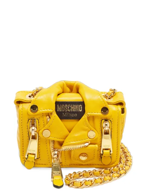 Moschino Pre-Owned bandolera mini de piel con forma de chaqueta biker