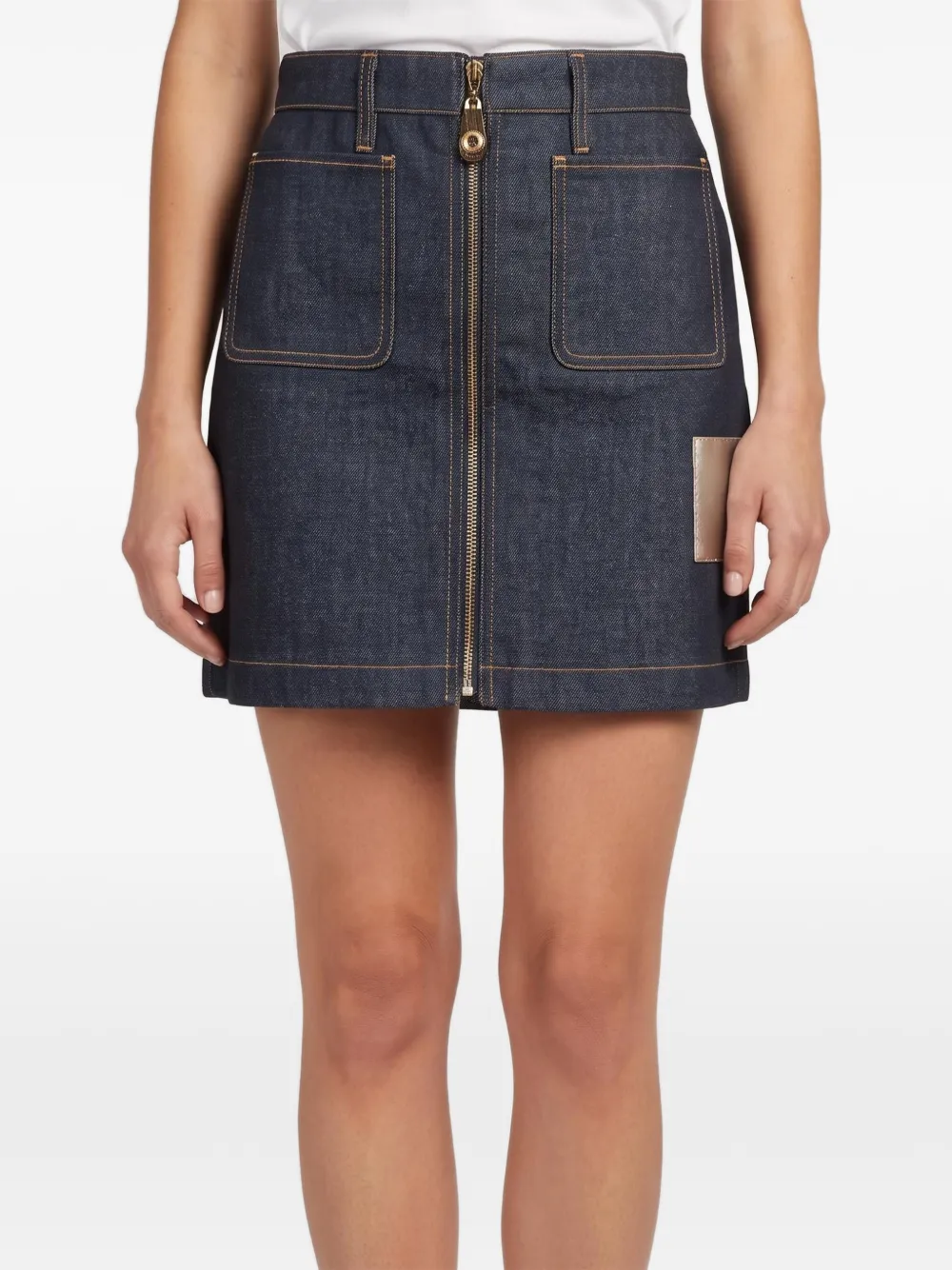 Louis Vuitton Pre-Owned front-zip straight mini skirt - Blu
