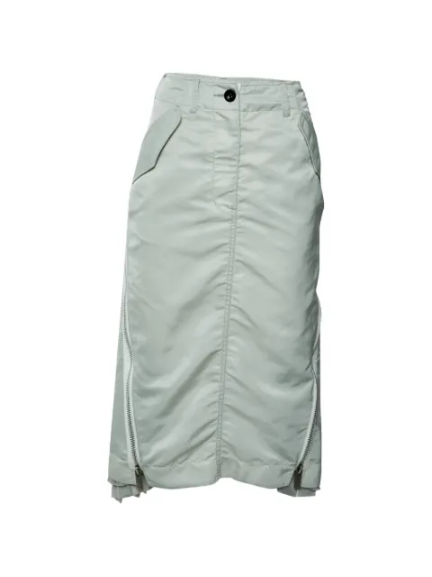 sacai zip-detail pleated midi skirt