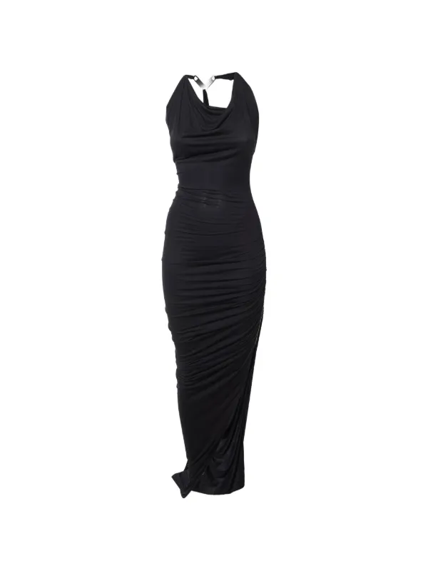 Rick Owens Ruched Jersey Maxi Dress | Black