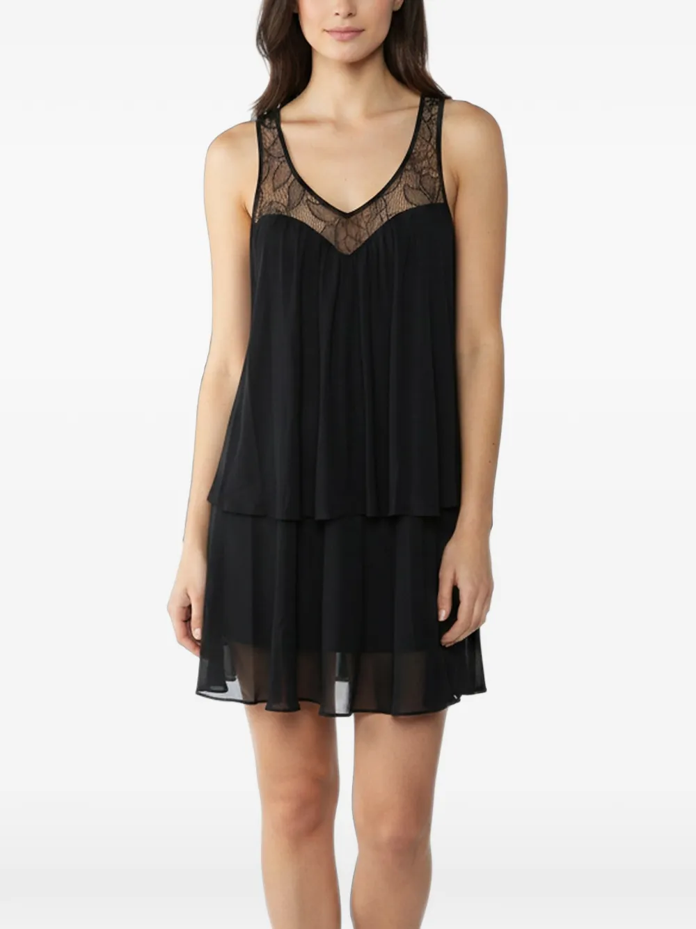 Oscar de la Renta Pre-Owned Pink Label lace-detail mini dress - Nero