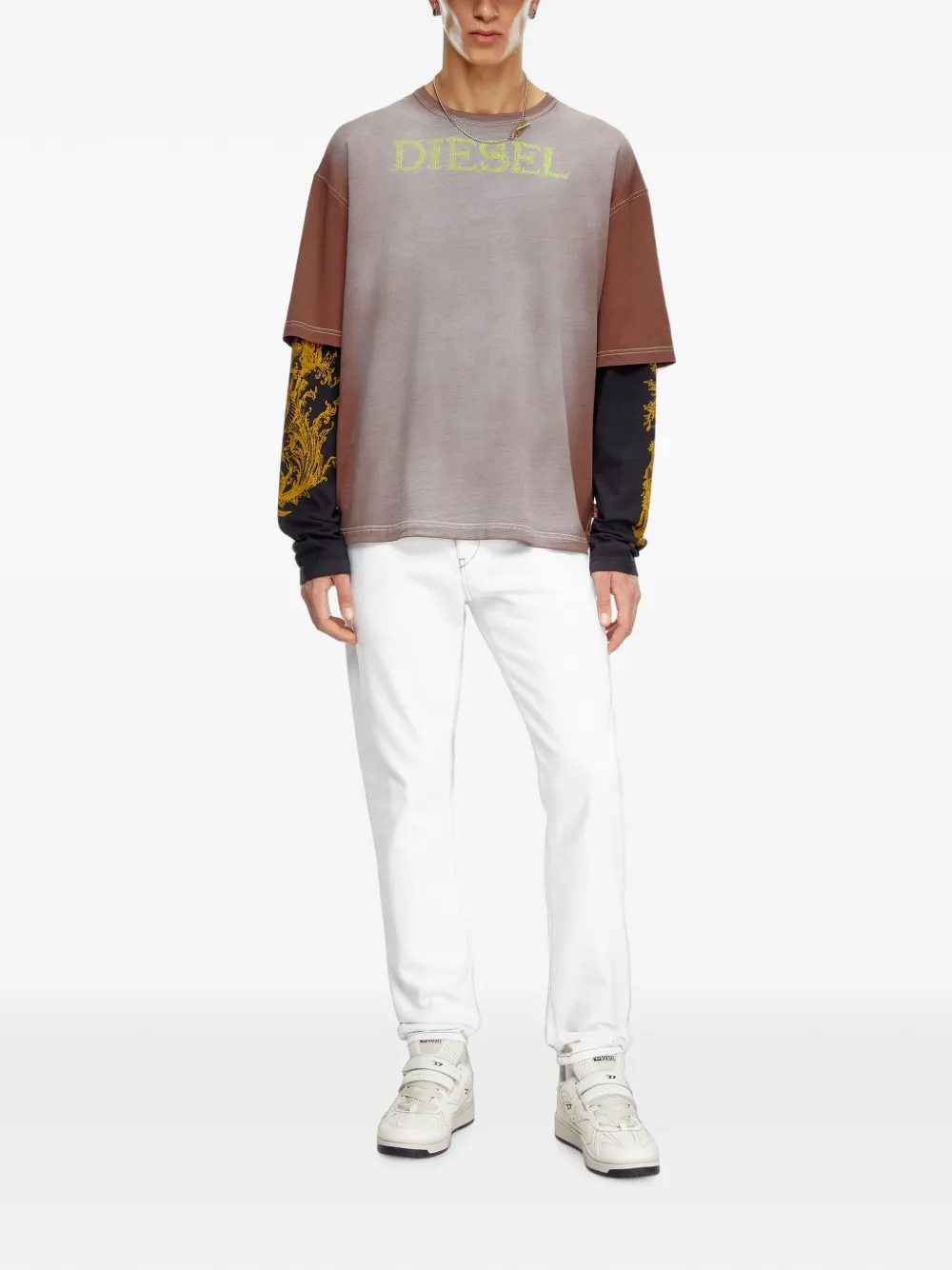 Diesel 2019 D-Strukt jeans met standaard taille Wit