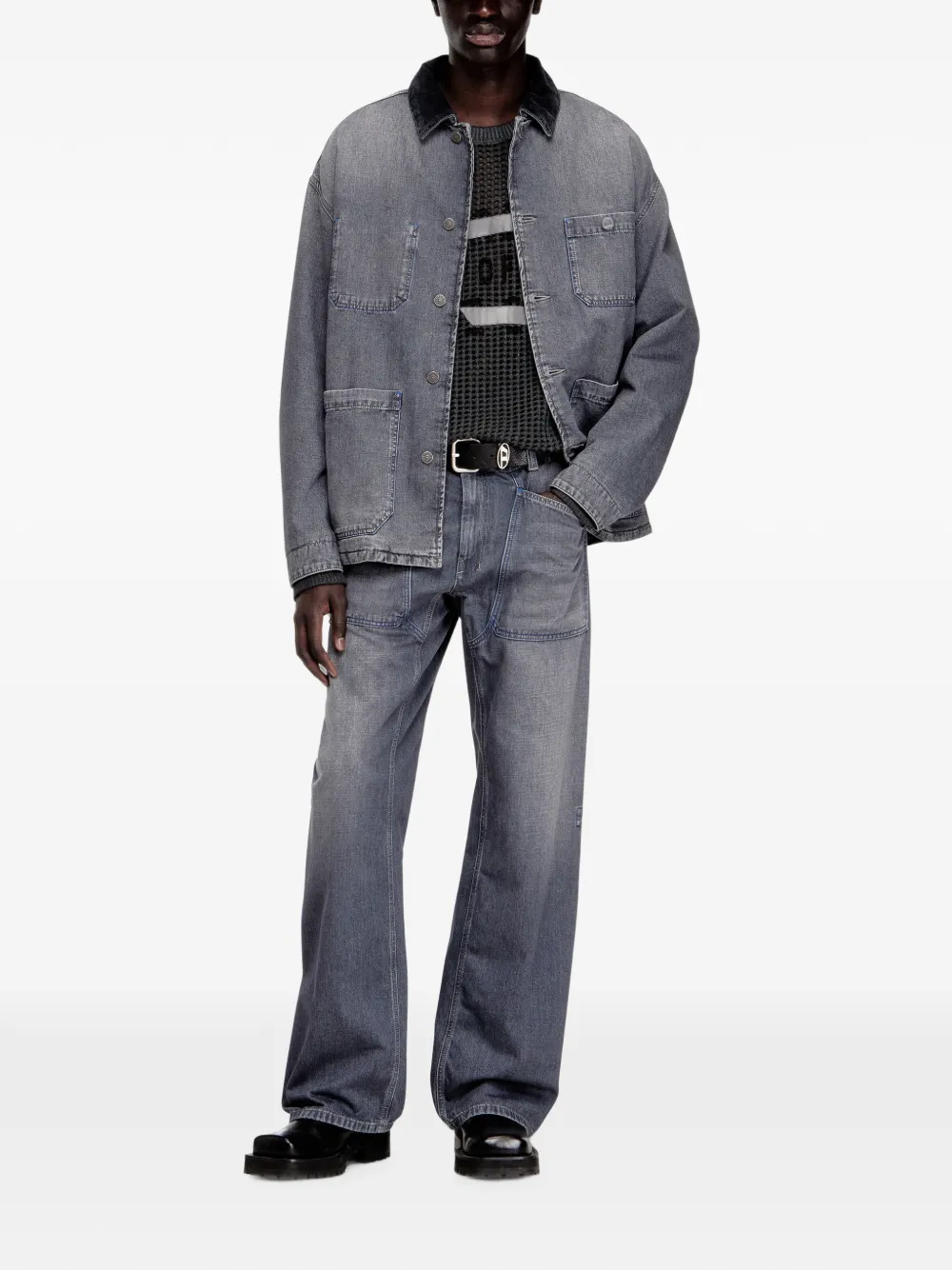 Diesel D-Zeta ruimvallende jeans met regular-waist Grijs