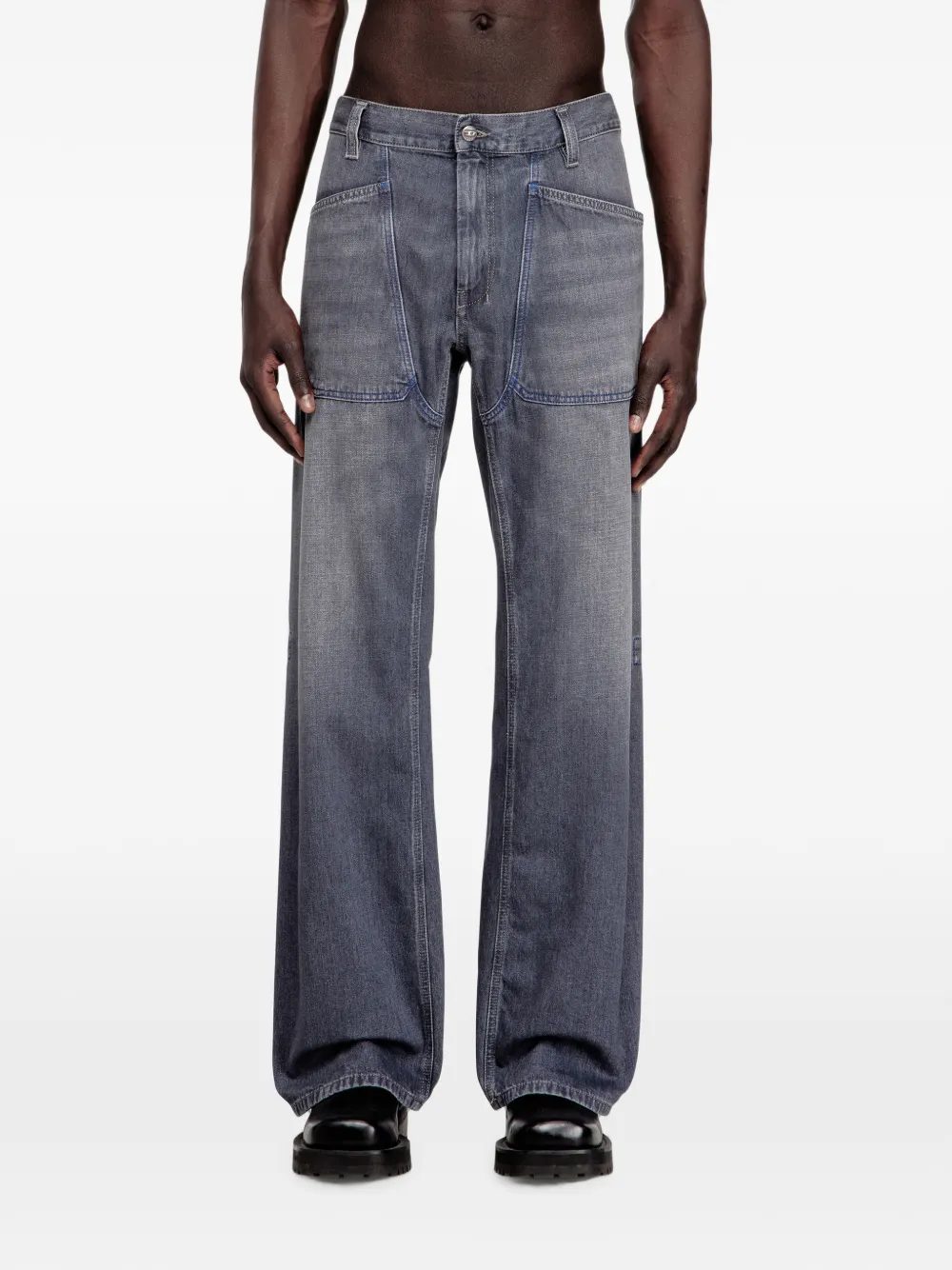 Diesel D-Zeta ruimvallende jeans met regular-waist Grijs