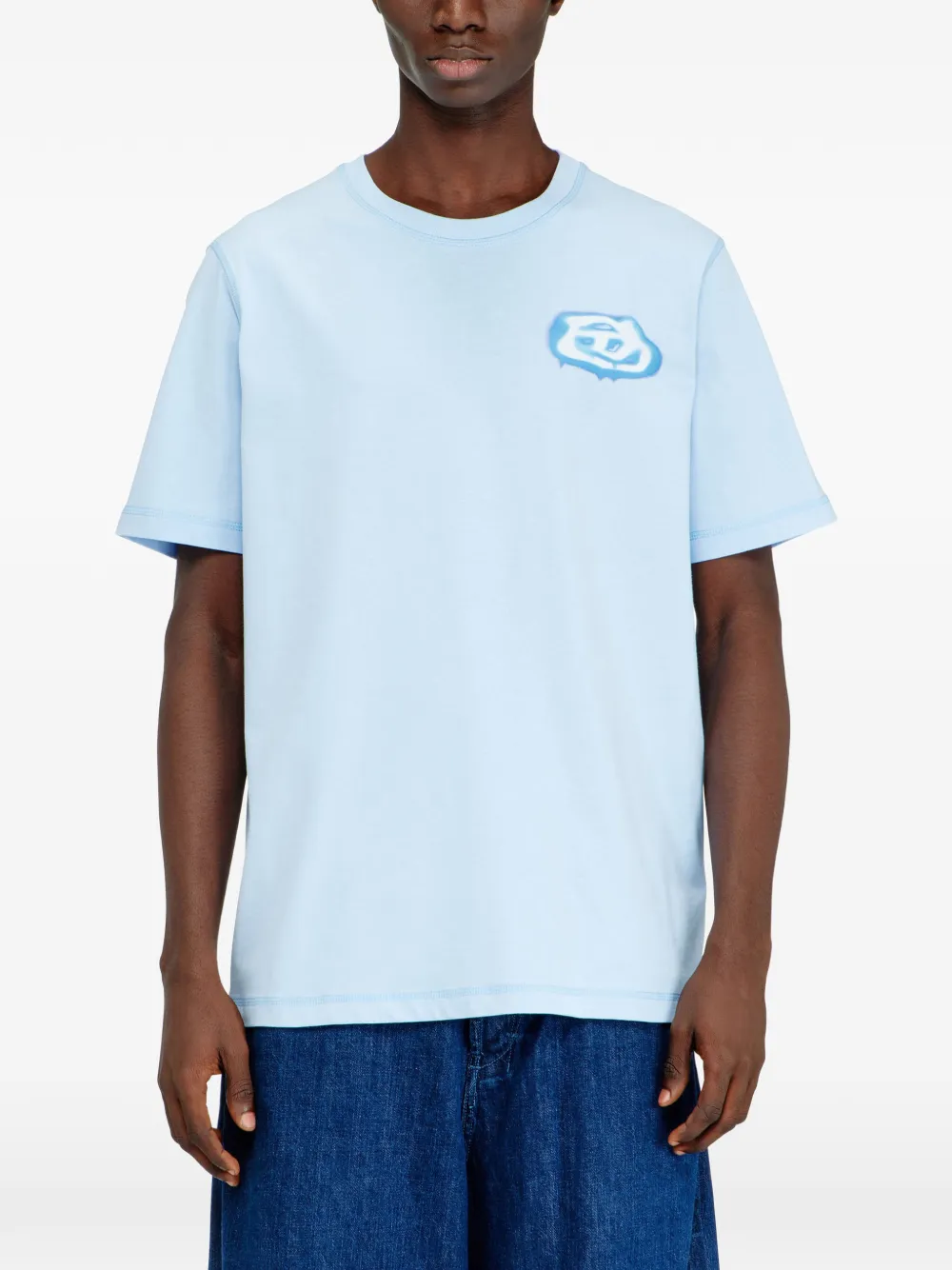 Diesel Oval D T-shirt met logo-print Blauw