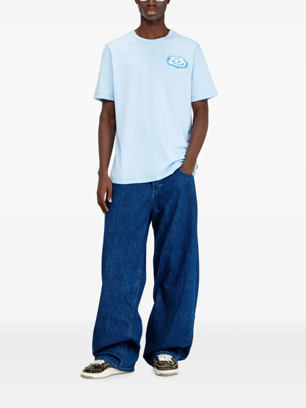 Diesel Oval D T-shirt met logo-print Blauw