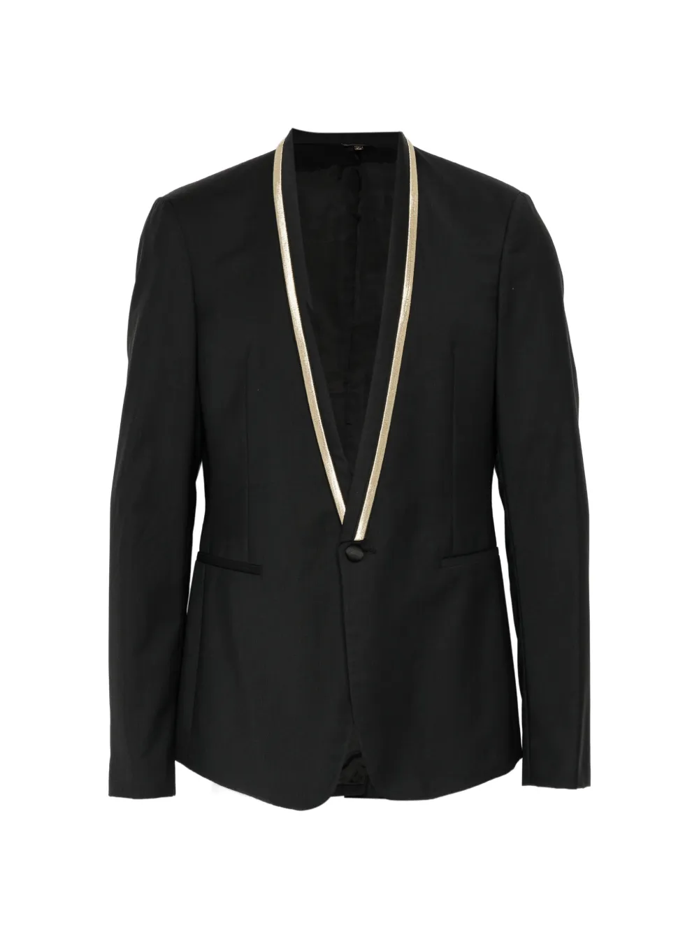 Roberto Cavalli contrast-trim shawl-lapel jacket - Black