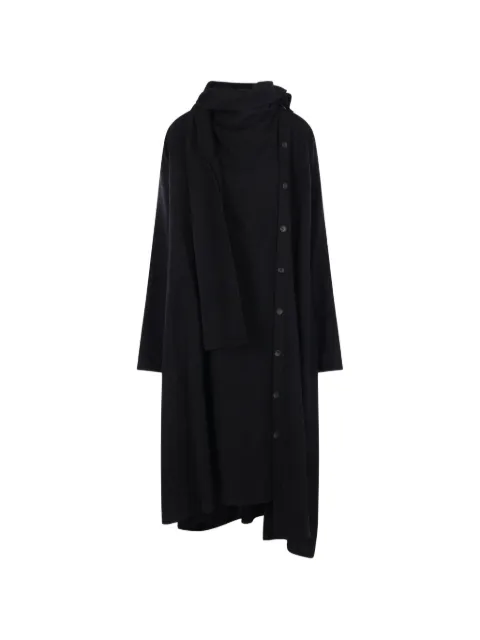 Yohji Yamamoto asymmetric scarf-detail midi dress