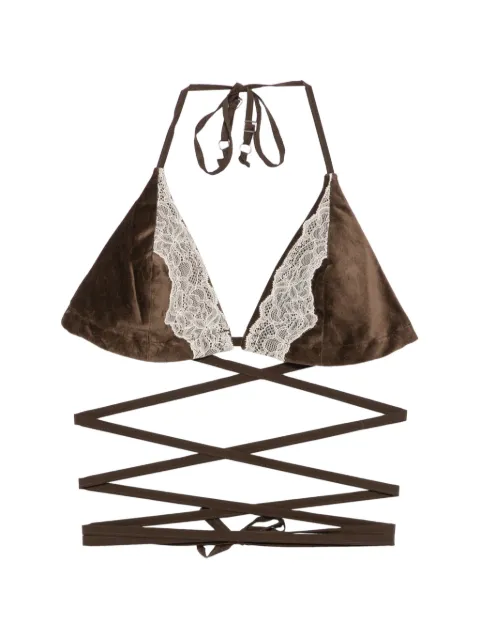 Jejia lace-trim velvet top