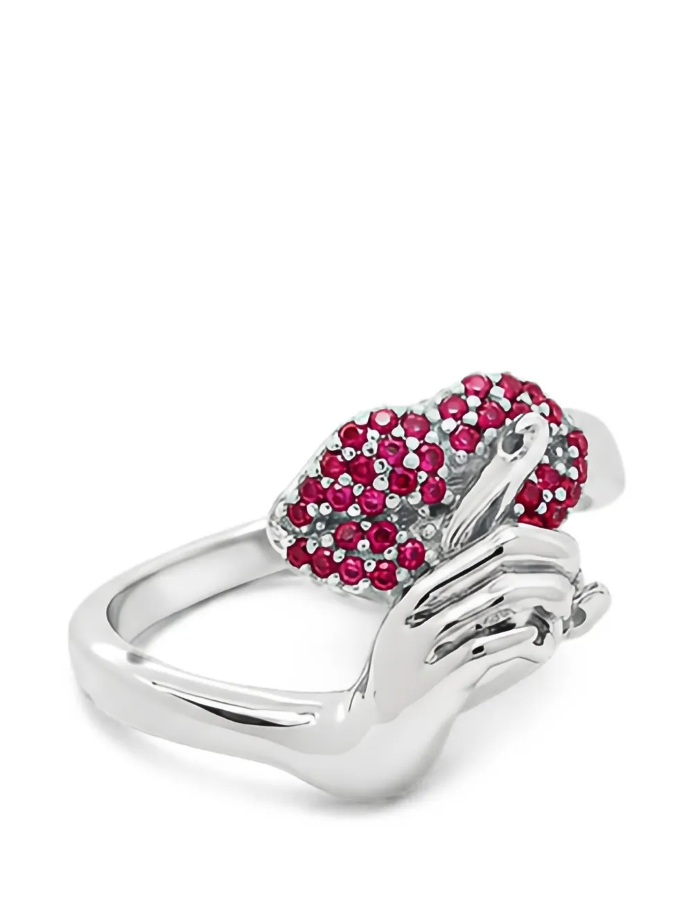 Di Volpe Stare Zitto ruby-embellished ring - Silber