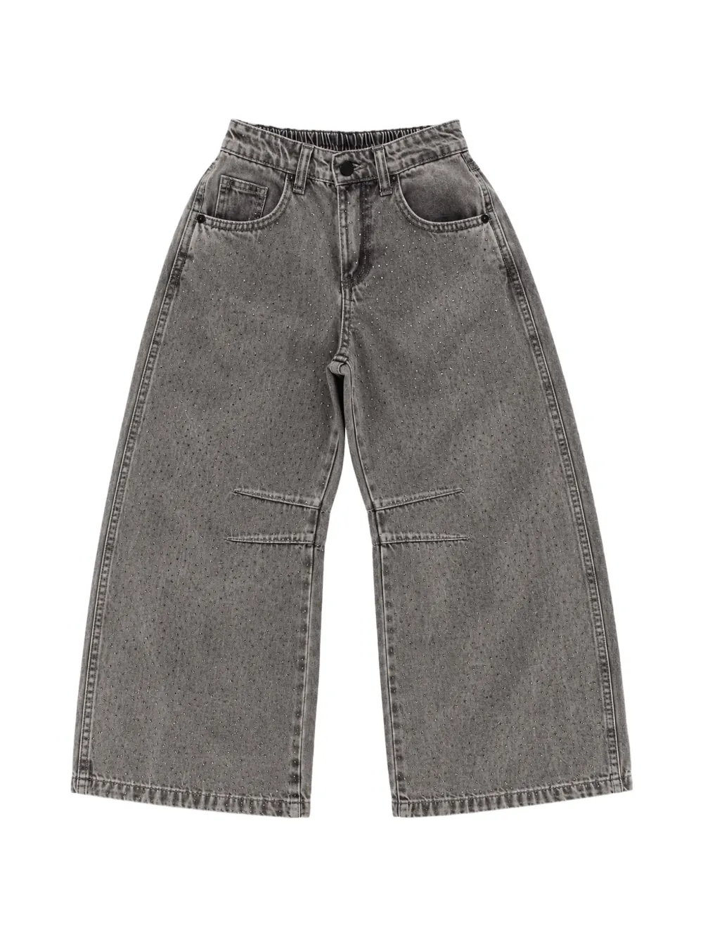 Miss Grant Kids rhinestone-embellished wide-leg jeans - Grigio