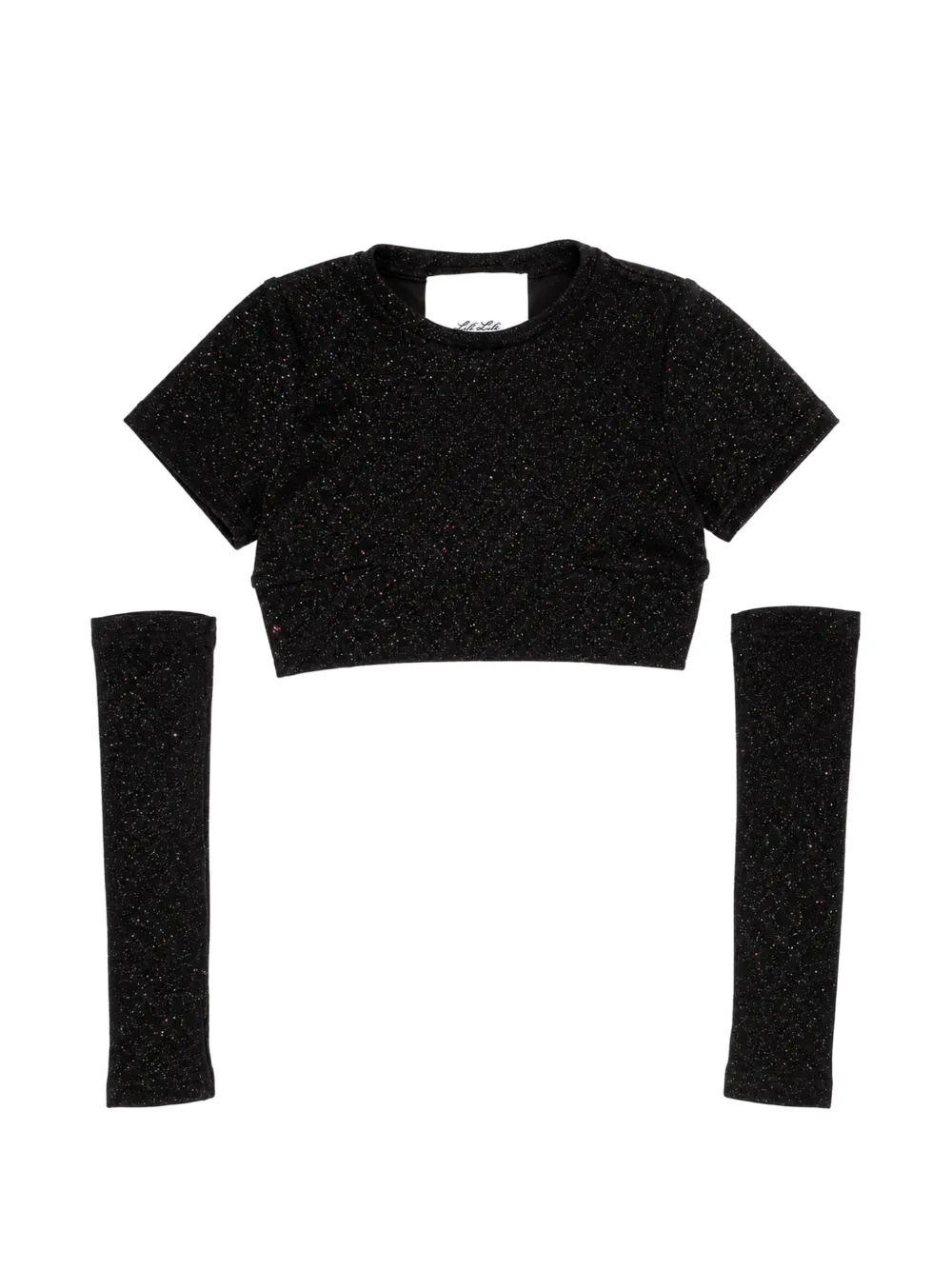 Miss Grant Kids glitter-effect detachable-sleeve T-shirt - Nero