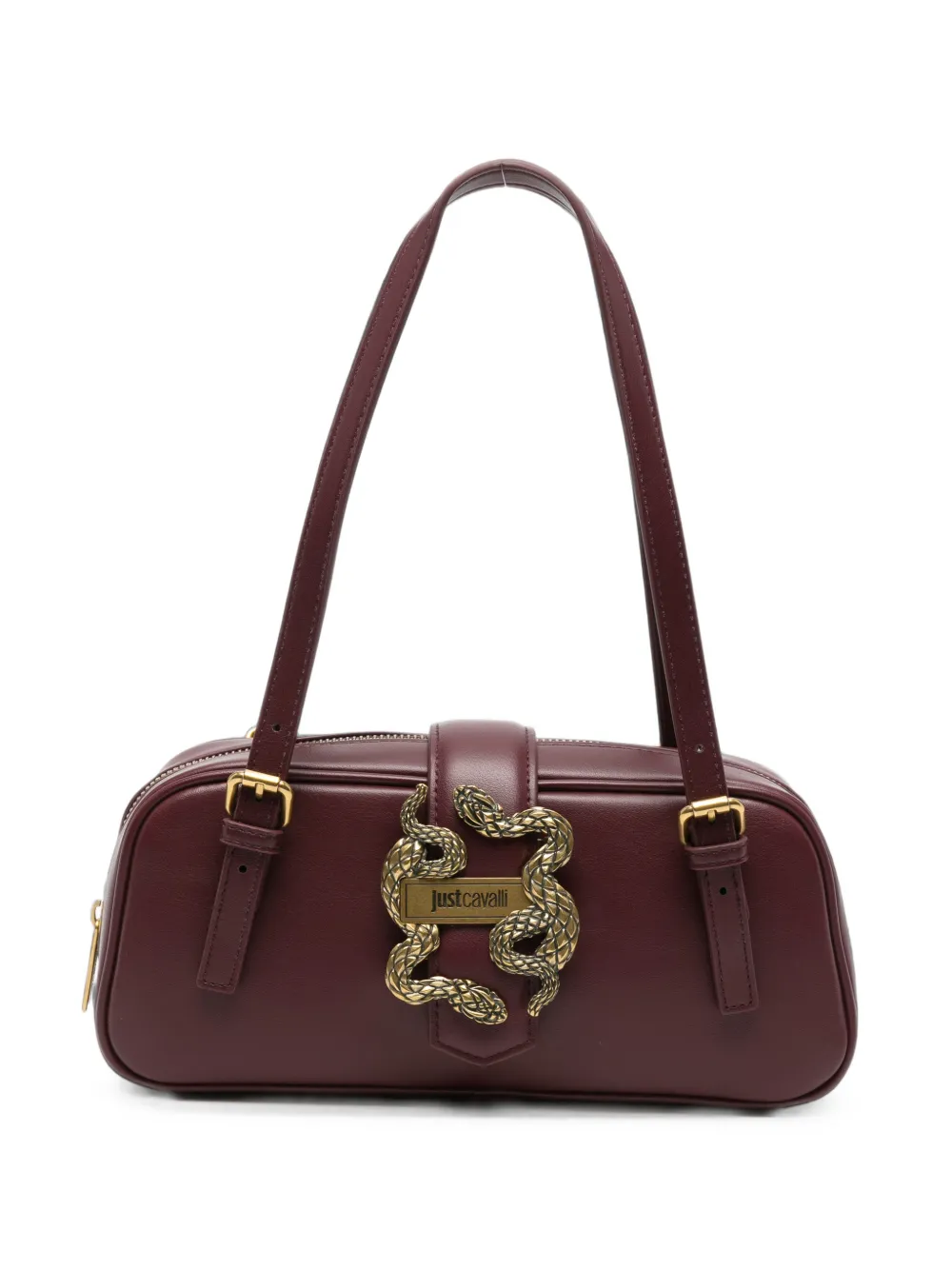 Just Cavalli snake-plaque faux-leather shoulder bag - Rosso