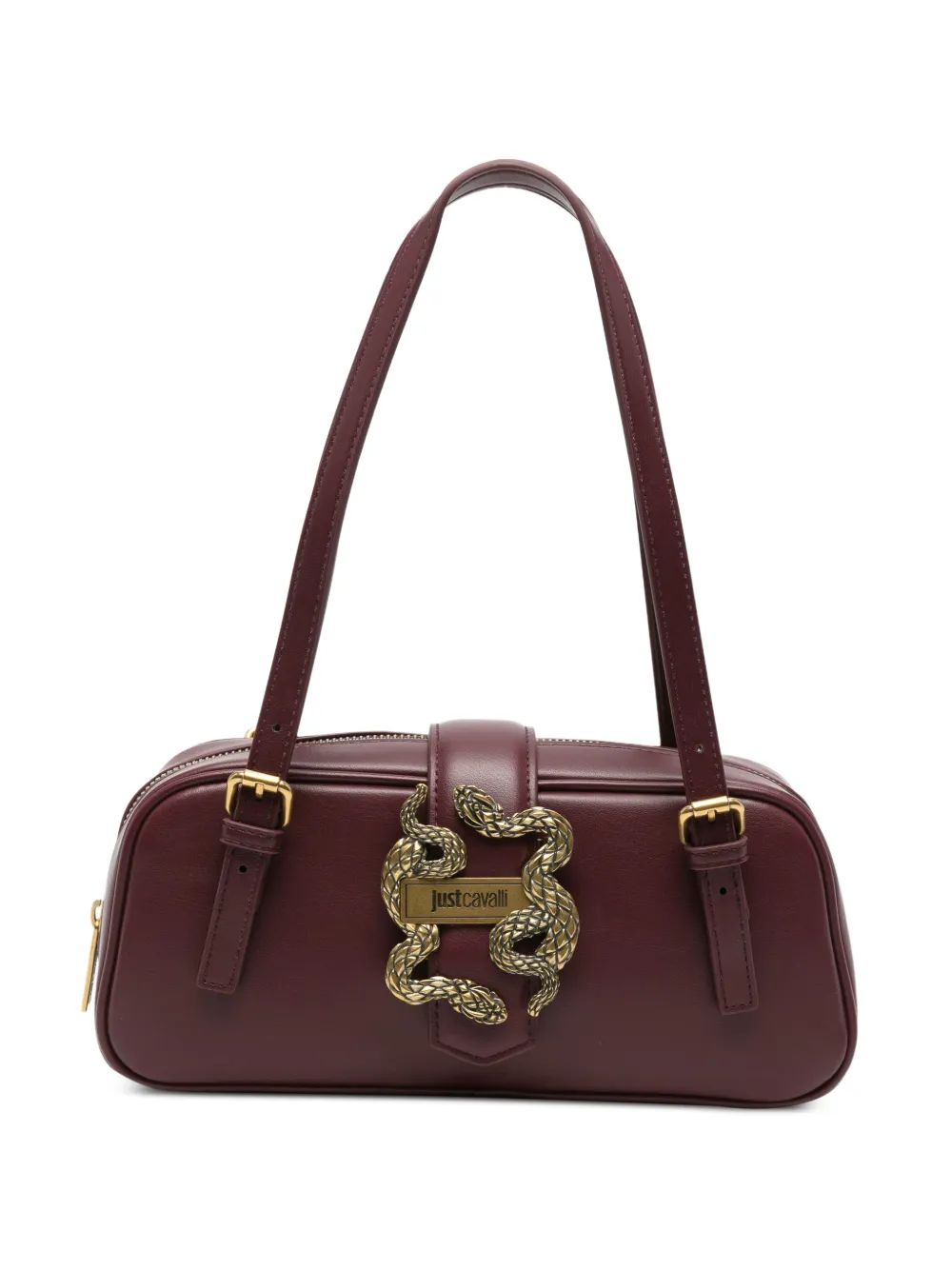Just Cavalli snake-plaque faux-leather shoulder bag - Rosso