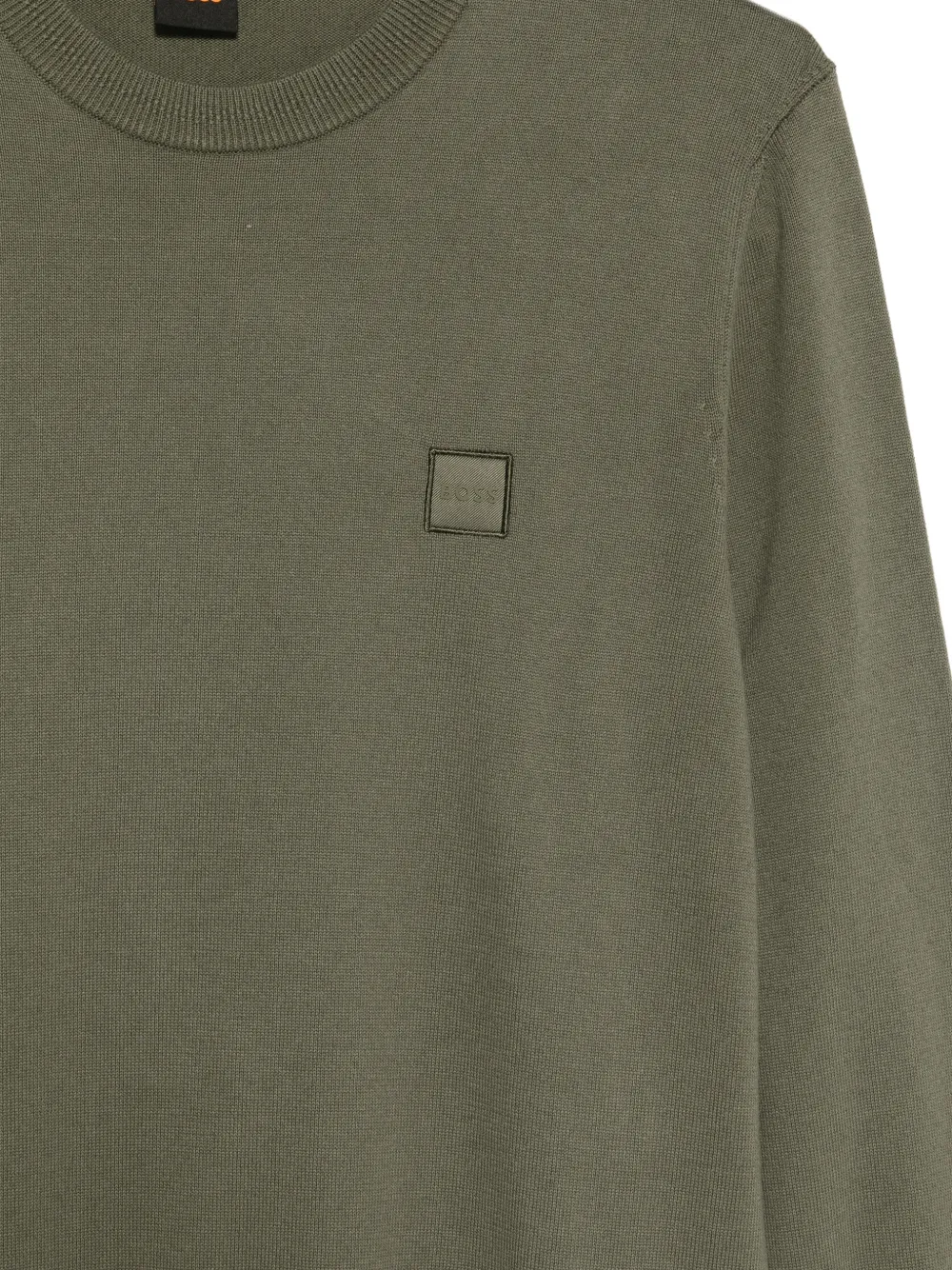 BOSS logo-patch crew-neck sweater Groen