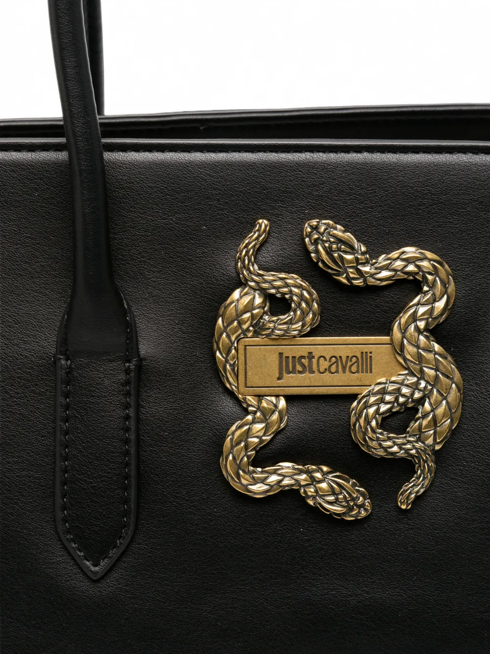 Just Cavalli Shopper met slangenplakkaat Zwart