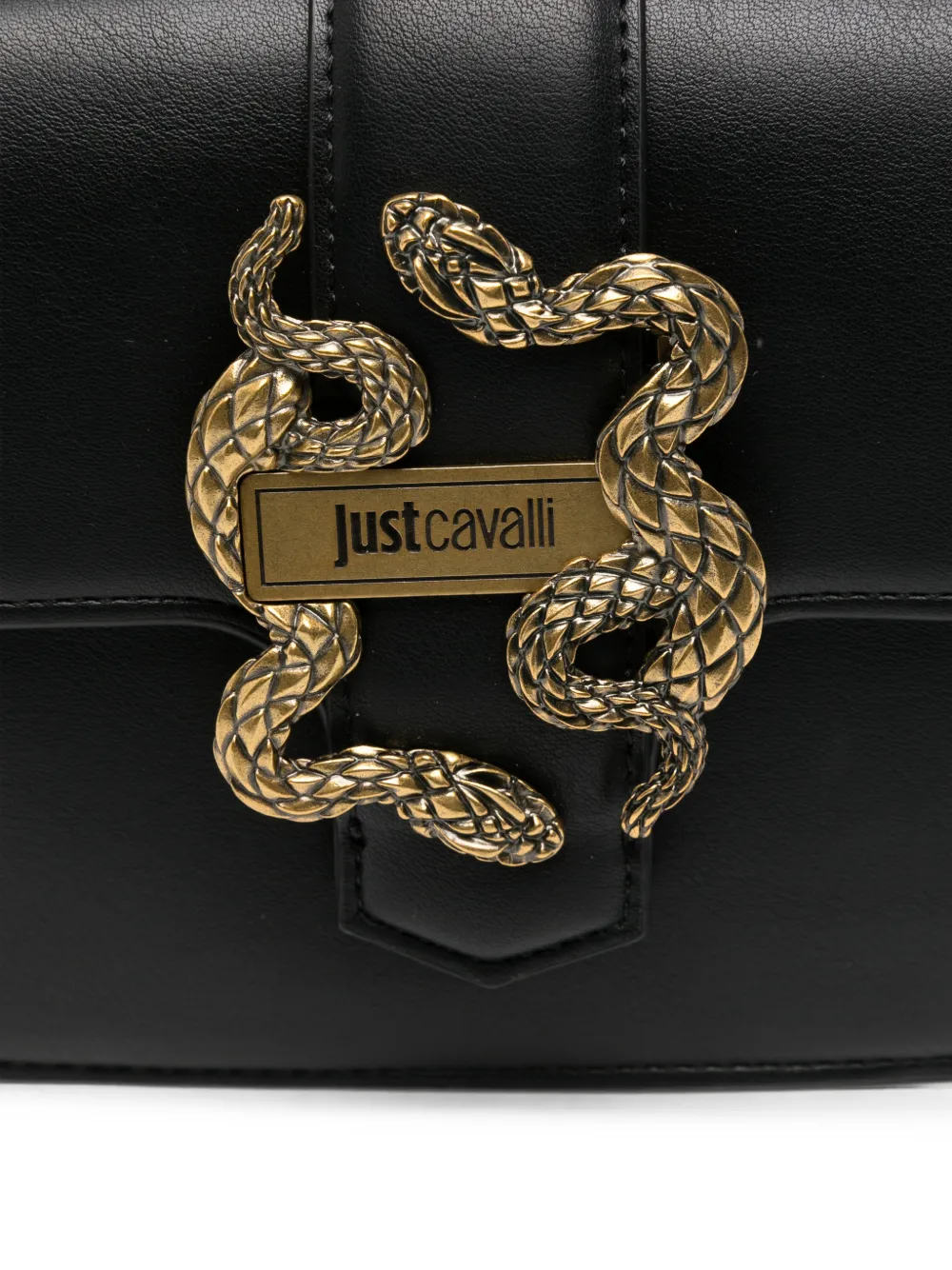 Just Cavalli Crossbodytas met slangen-plakkaat en ketting Zwart