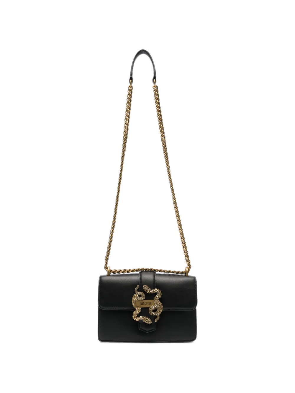 Just Cavalli snake-plaque chain-link cross-body bag - Nero