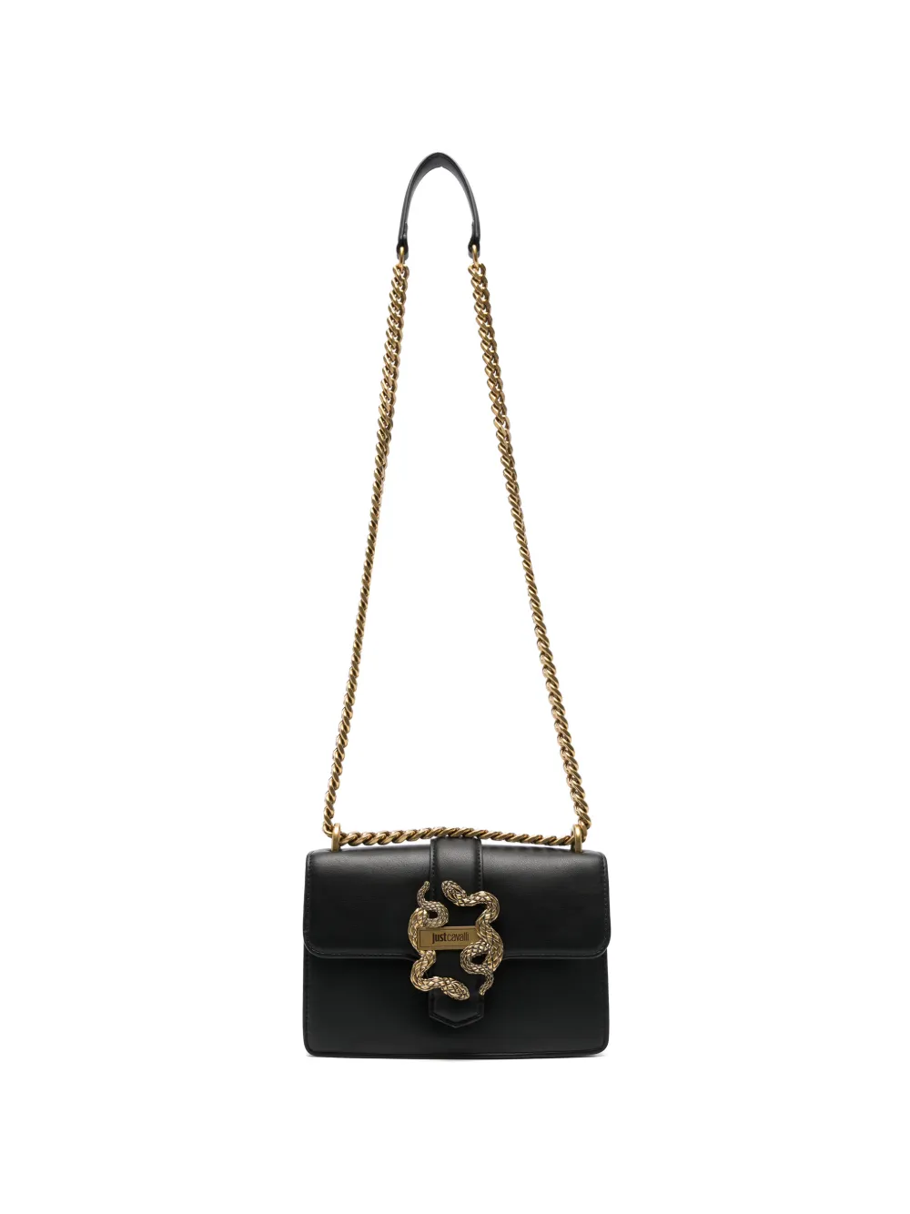 Just Cavalli snake-plaque chain-link cross-body bag - Nero