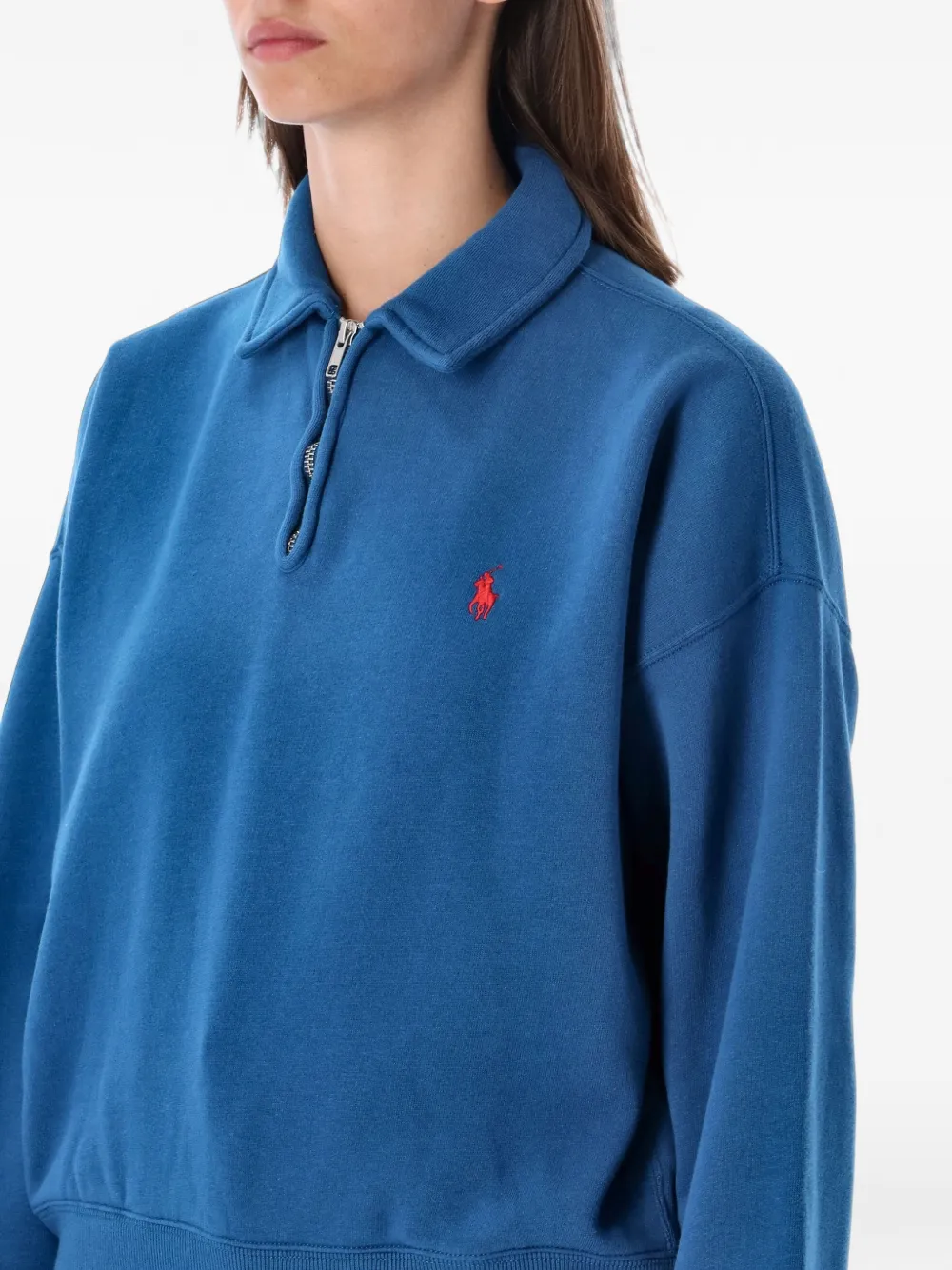 Polo Ralph Lauren Sweater met pony-borduurwerk en kwartrits Blauw