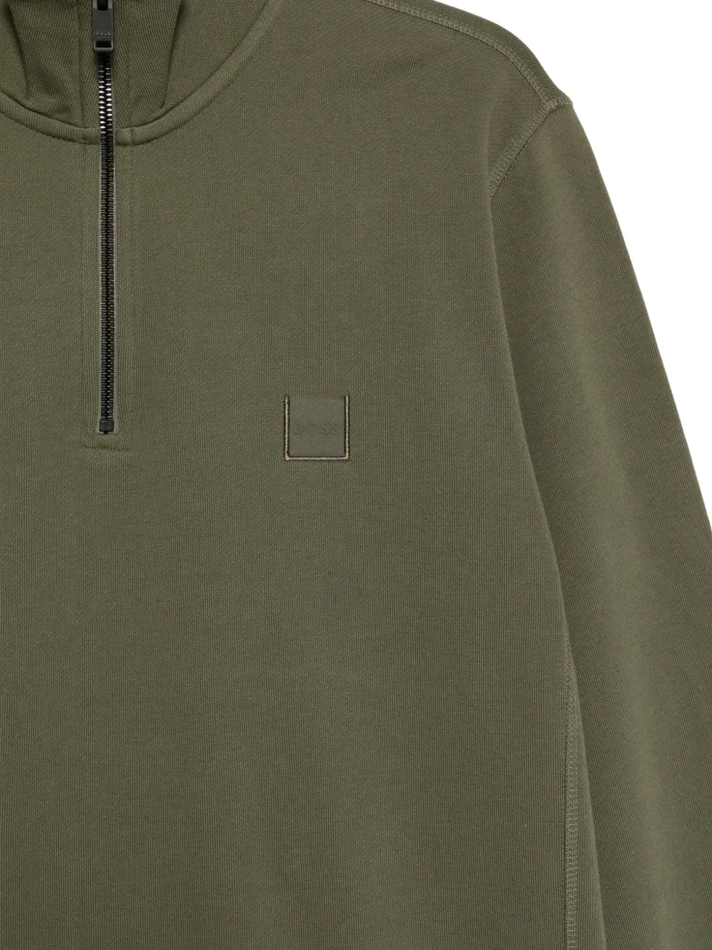 BOSS quarter-zip logo-patch sweater Groen