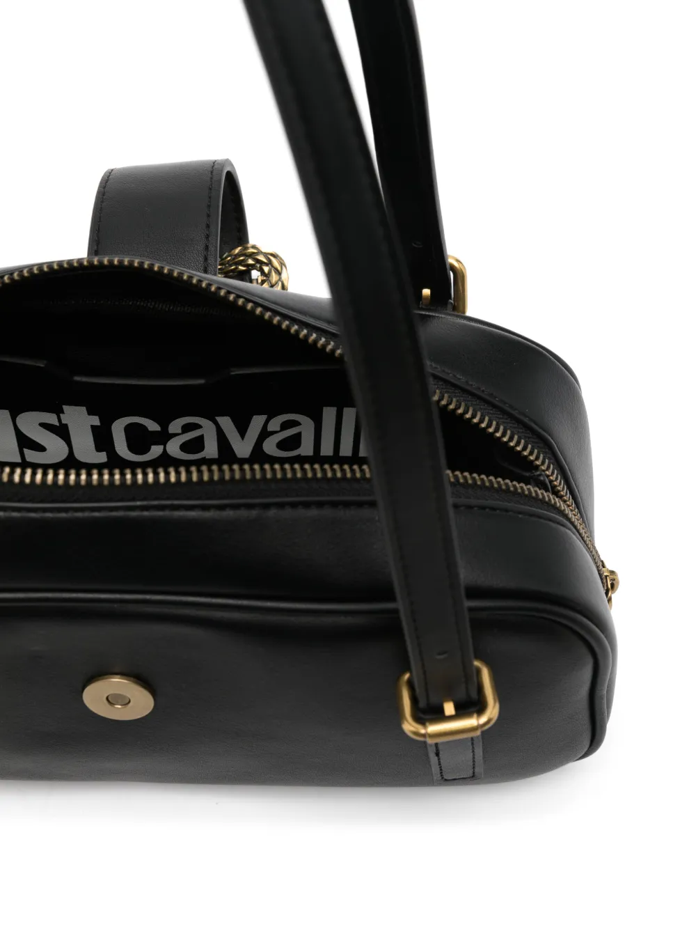 Just Cavalli Shopper met slangen-plakkaat en gespdetail Zwart