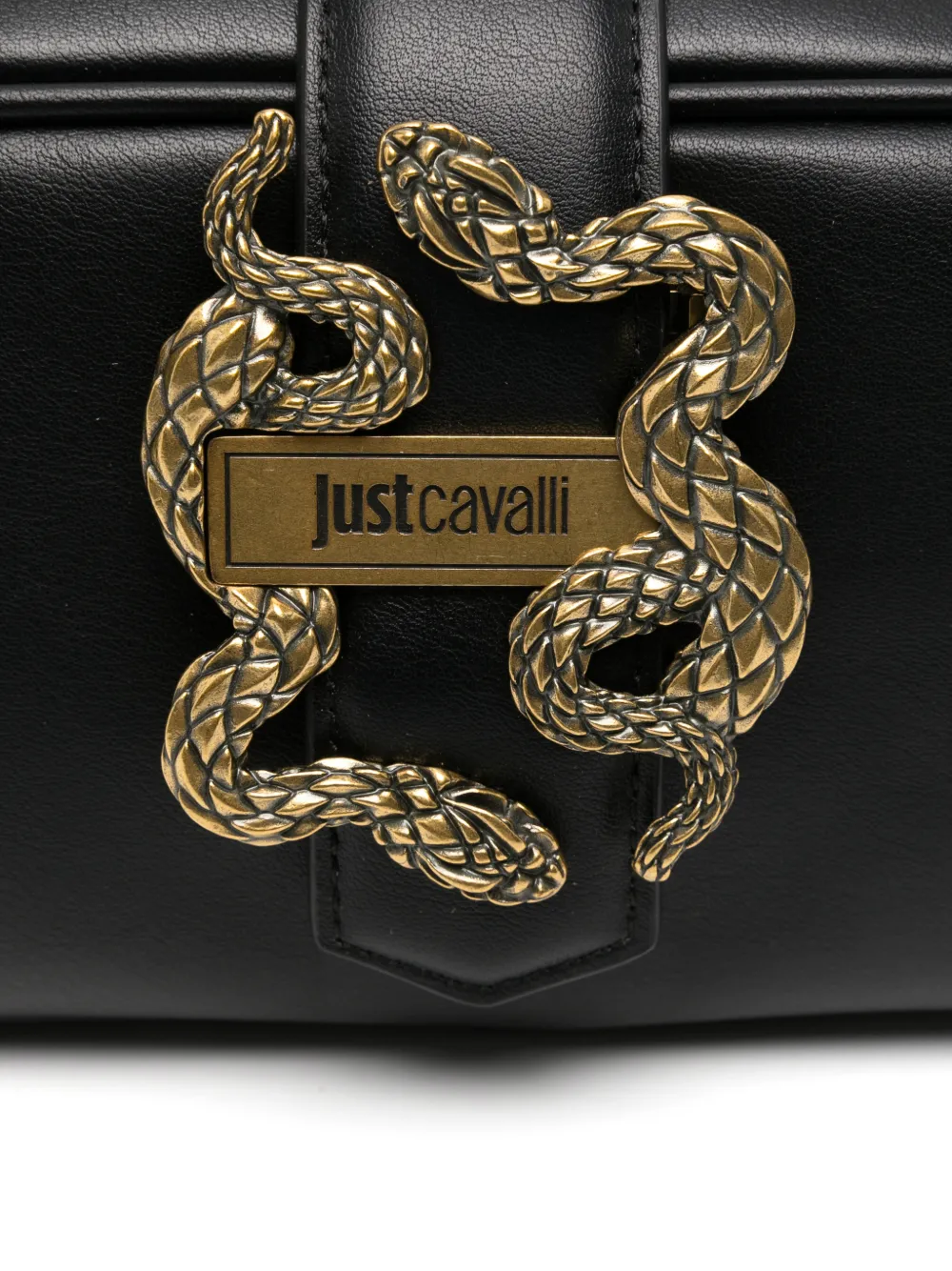 Just Cavalli Shopper met slangen-plakkaat en gespdetail Zwart