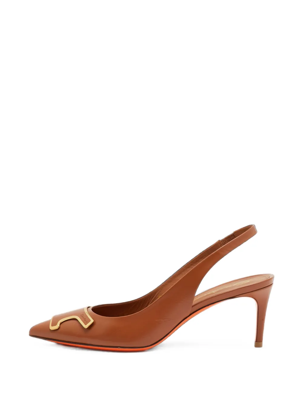 Santoni pointed-toe slingback pumps - Braun