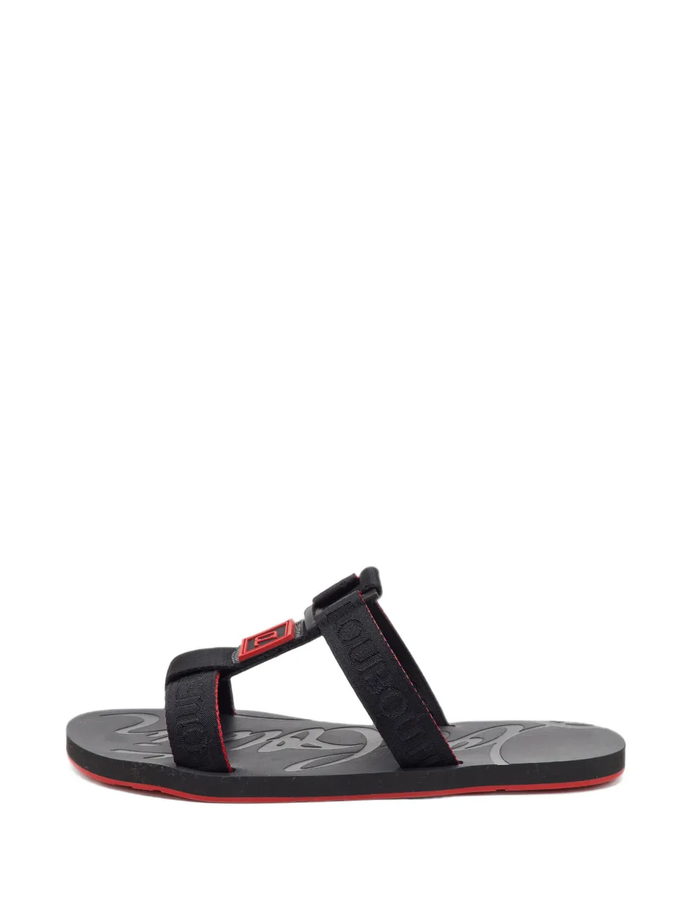 Christian Louboutin Pre-Owned Surf Flat logo-strap sandals - Schwarz
